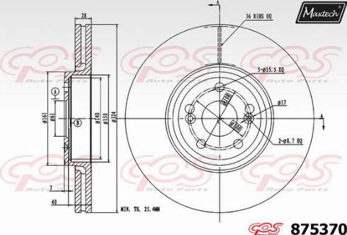 Maxtech 875370.0000 - Brake Disc autospares.lv