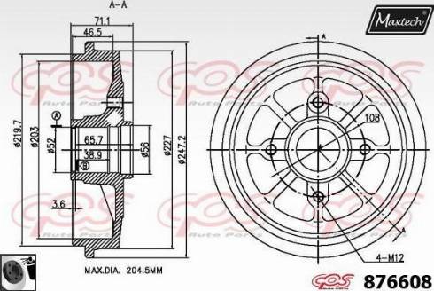 Maxtech 876608.0060 - Brake Drum autospares.lv