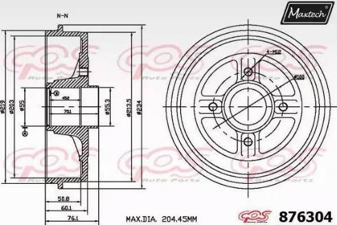 Maxtech 876304.0000 - Brake Drum autospares.lv