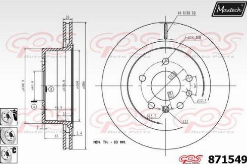 Maxtech 871549.6880 - Brake Disc autospares.lv