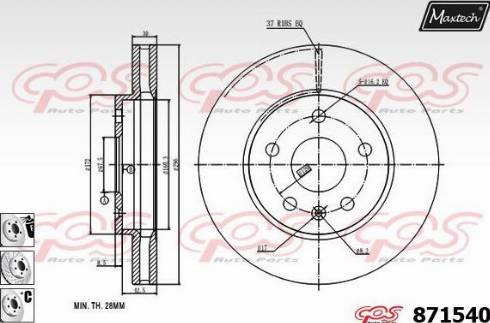 Maxtech 871540.6980 - Brake Disc autospares.lv