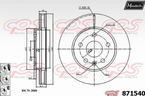 Maxtech 871540.6880 - Brake Disc autospares.lv