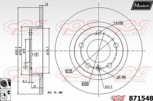 Maxtech 871548.6060 - Brake Disc autospares.lv