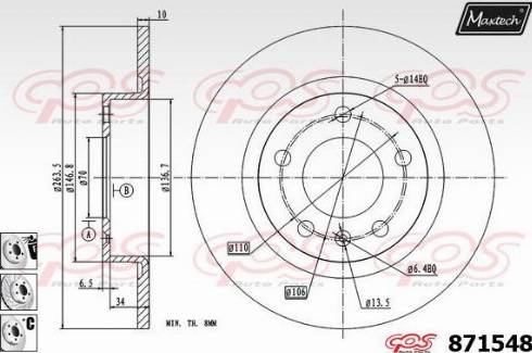 Maxtech 871548.6880 - Brake Disc autospares.lv