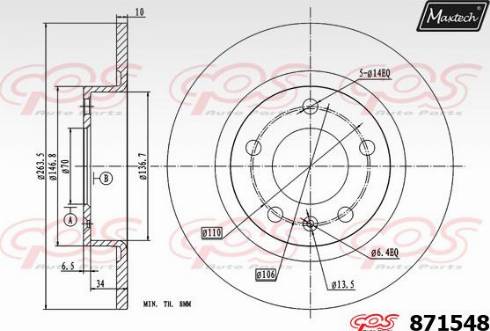 Maxtech 871548.0000 - Brake Disc autospares.lv