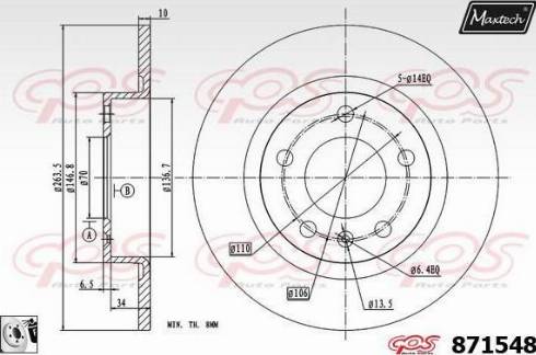 Maxtech 871548.0080 - Brake Disc autospares.lv