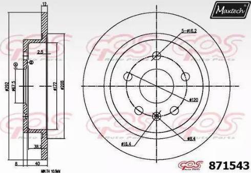 Maxtech 871543.0000 - Brake Disc autospares.lv