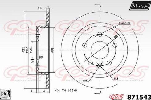 Maxtech 871543.0080 - Brake Disc autospares.lv