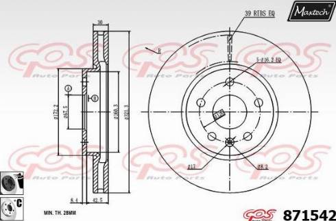 Maxtech 871542.6060 - Brake Disc autospares.lv