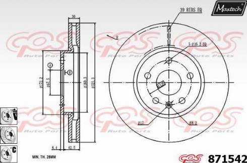 Maxtech 871542.6880 - Brake Disc autospares.lv