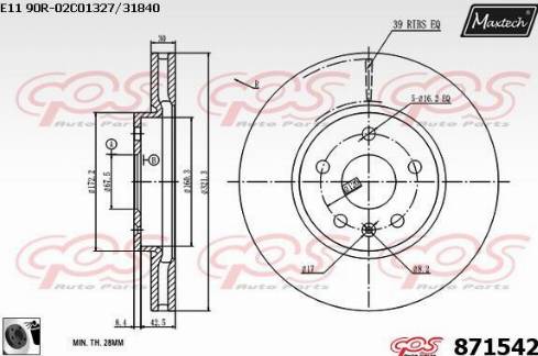 Maxtech 871542.0060 - Brake Disc autospares.lv