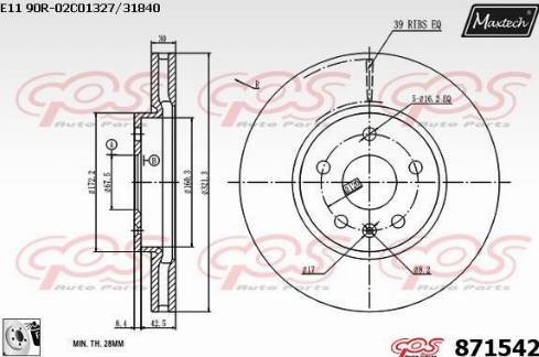 Maxtech 871542.0080 - Brake Disc autospares.lv