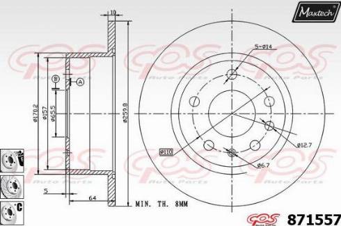 Maxtech 871557.6980 - Brake Disc autospares.lv