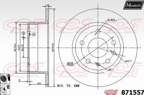 Maxtech 871557.6060 - Brake Disc autospares.lv