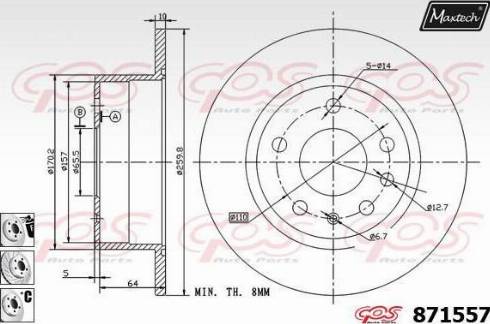 Maxtech 871557.6880 - Brake Disc autospares.lv