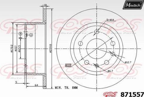 Maxtech 871557.0000 - Brake Disc autospares.lv