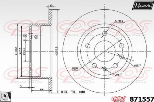 Maxtech 871557.0080 - Brake Disc autospares.lv