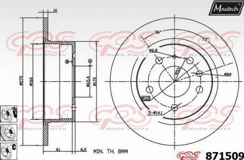 Maxtech 871509.6980 - Brake Disc autospares.lv