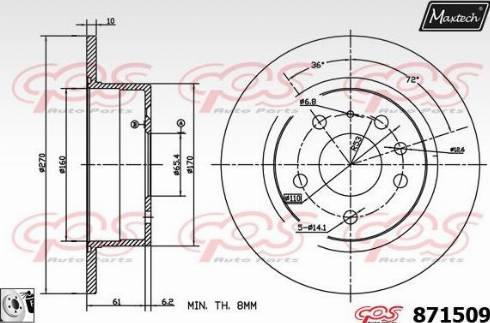 Maxtech 871509.0080 - Brake Disc autospares.lv