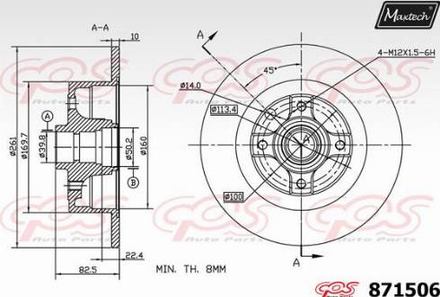 Maxtech 871506.0000 - Brake Disc autospares.lv