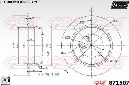 Maxtech 871507.0080 - Brake Disc autospares.lv