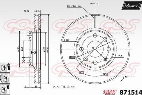 Maxtech 871514.6980 - Brake Disc autospares.lv