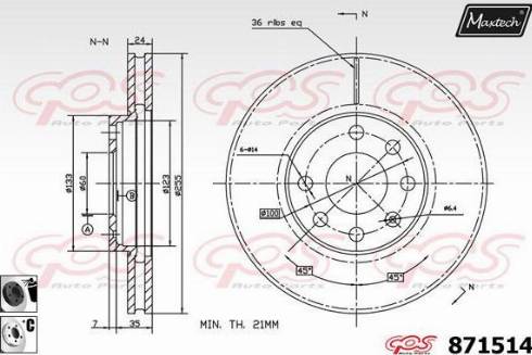 Maxtech 871514.6060 - Brake Disc autospares.lv