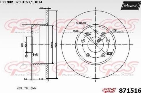 Maxtech 871516.0000 - Brake Disc autospares.lv