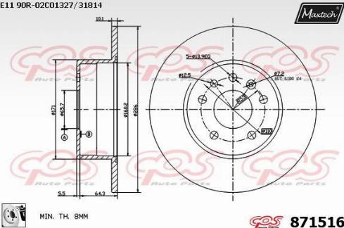 Maxtech 871516.0080 - Brake Disc autospares.lv