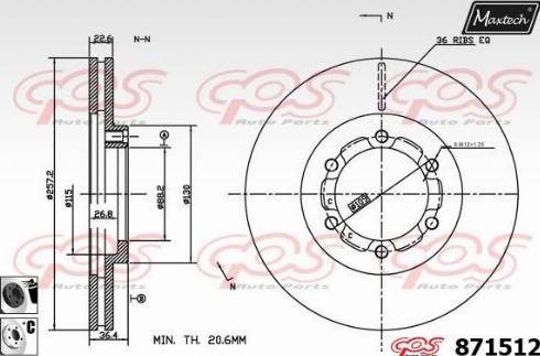 Maxtech 871512.6060 - Brake Disc autospares.lv