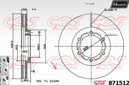 Maxtech 871512.6880 - Brake Disc autospares.lv