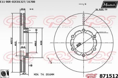 Maxtech 871512.0060 - Brake Disc autospares.lv