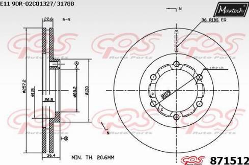 Maxtech 871512.0000 - Brake Disc autospares.lv