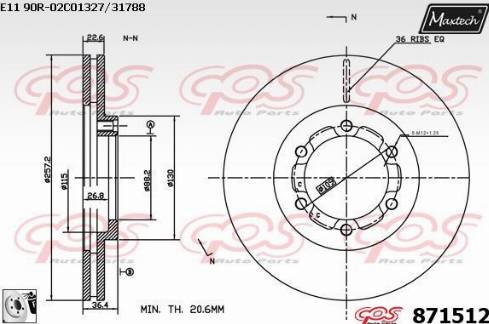 Maxtech 871512.0080 - Brake Disc autospares.lv