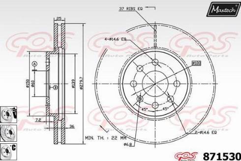 Maxtech 871530.6980 - Brake Disc autospares.lv