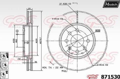 Maxtech 871530.6880 - Brake Disc autospares.lv