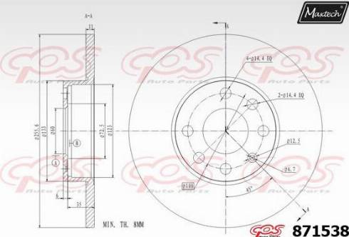 Maxtech 871538.0000 - Brake Disc autospares.lv