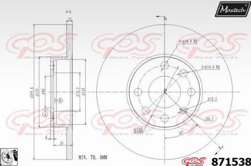 Maxtech 871538.0080 - Brake Disc autospares.lv