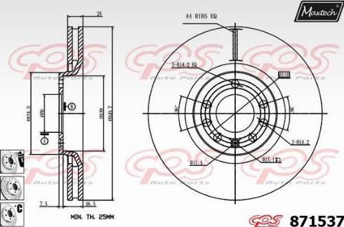 Maxtech 871537.6880 - Brake Disc autospares.lv