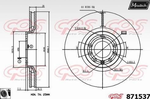 Maxtech 871537.0060 - Brake Disc autospares.lv