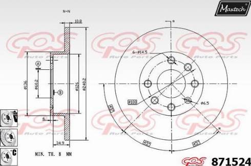 Maxtech 871524.6880 - Brake Disc autospares.lv