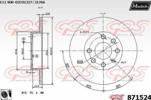 Maxtech 871524.0060 - Brake Disc autospares.lv