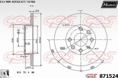 Maxtech 871524.0080 - Brake Disc autospares.lv