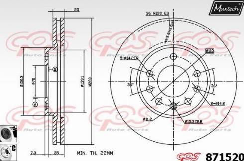 Maxtech 871520.6060 - Brake Disc autospares.lv