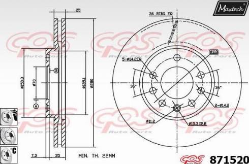 Maxtech 871520.6880 - Brake Disc autospares.lv