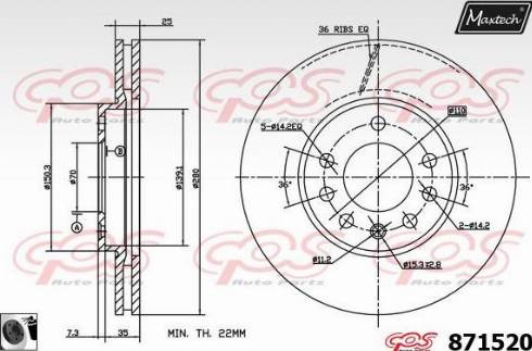 Maxtech 871520.0060 - Brake Disc autospares.lv