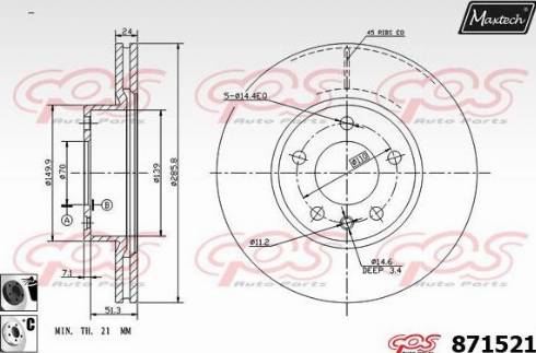 Maxtech 871521.6060 - Brake Disc autospares.lv