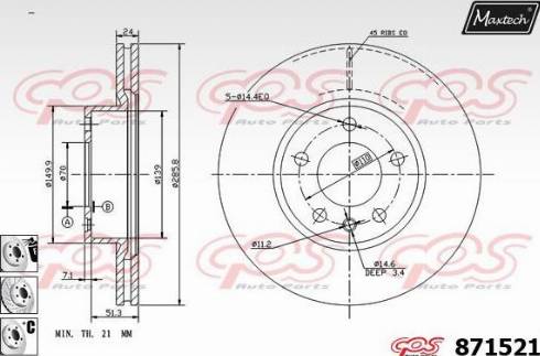 Maxtech 871521.6880 - Brake Disc autospares.lv