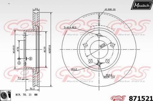 Maxtech 871521.0060 - Brake Disc autospares.lv