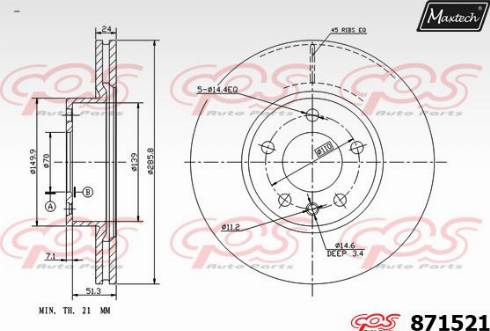 Maxtech 871521.0000 - Brake Disc autospares.lv